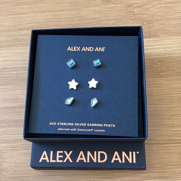 Alex And Ani Swarovski Crystal Stud Earrings Set of 3 - Picture 1 of 4